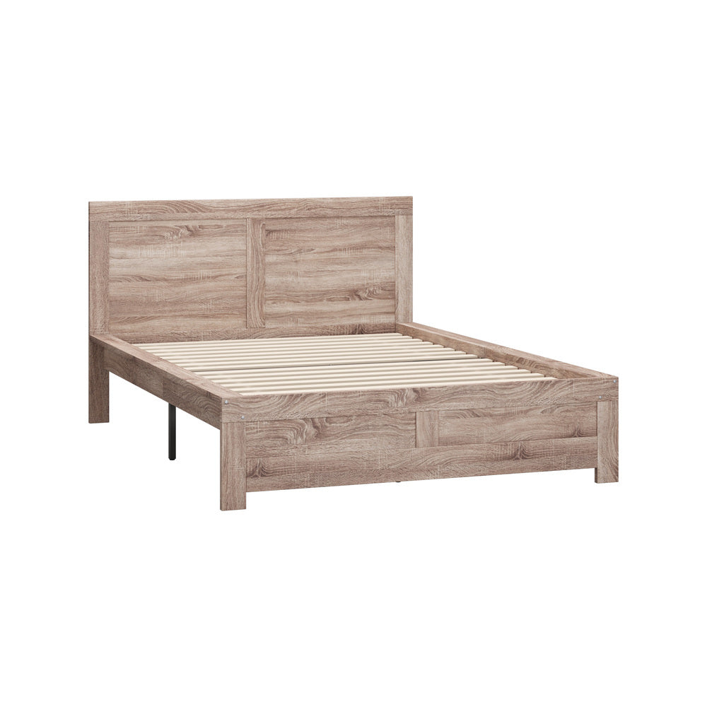 Wooden Bed Frame Double Size Contemporary Light Oak