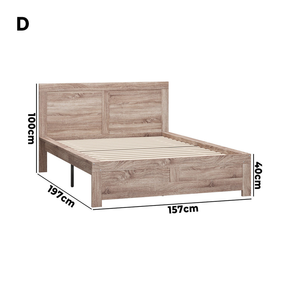 Wooden Bed Frame Double Size Contemporary Light Oak
