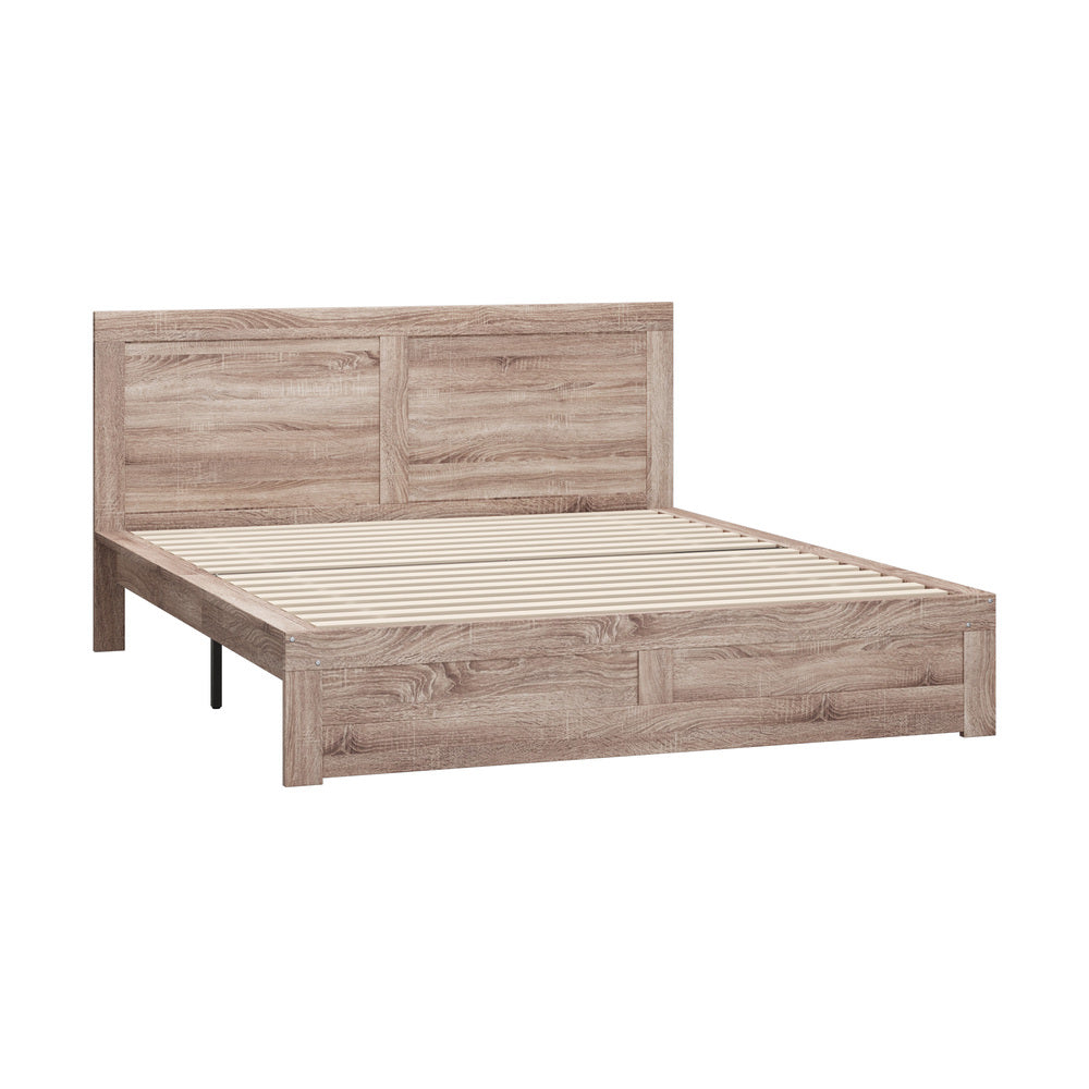 Wooden Bed Frame King Size Contemporary Light Oak