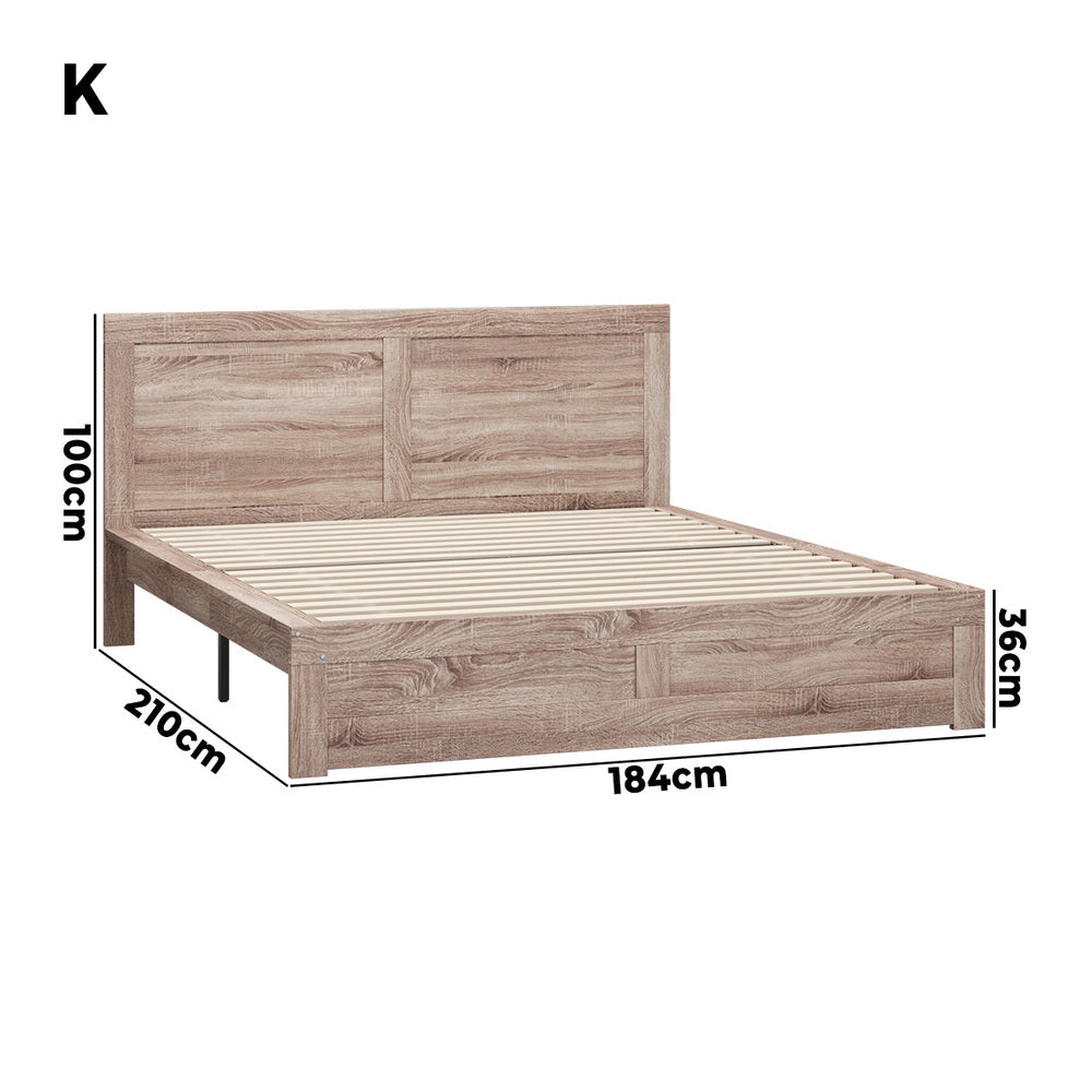 Wooden Bed Frame King Size Contemporary Light Oak