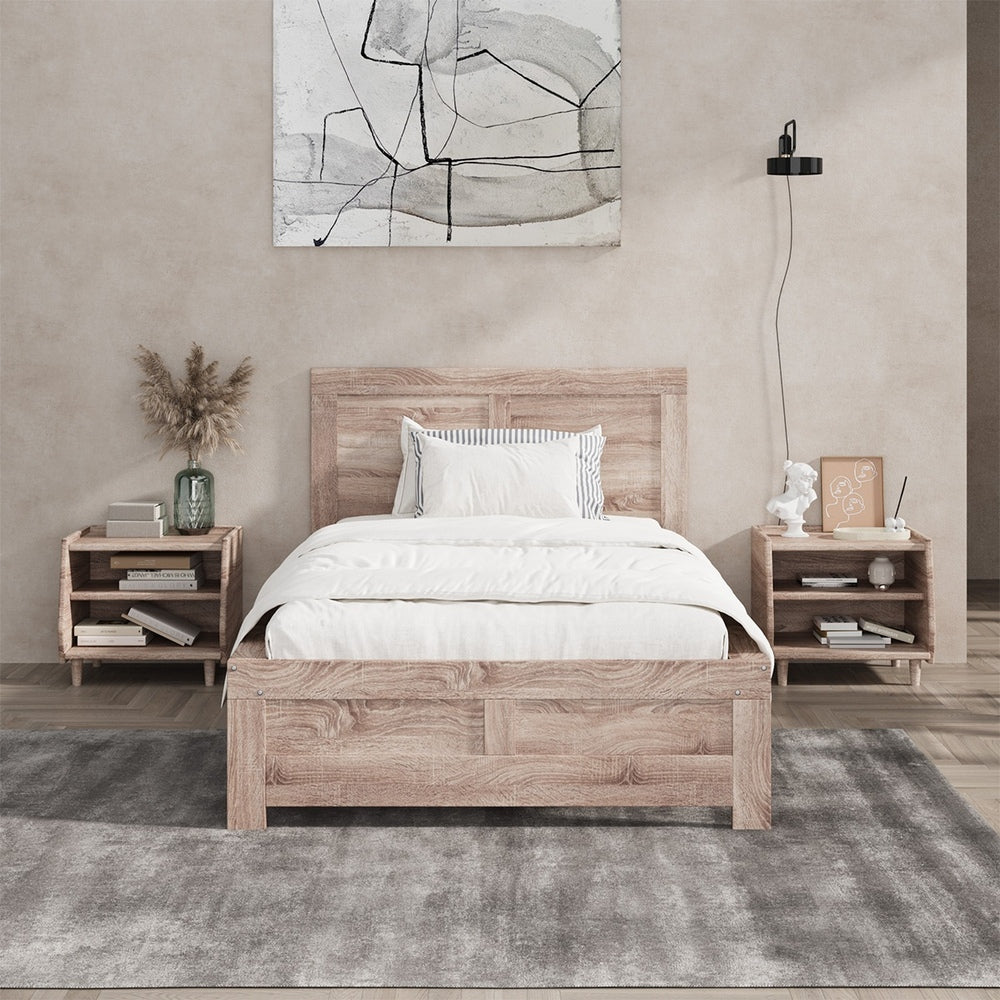 Wooden Bed Frame King Single Contemporary Light Oak