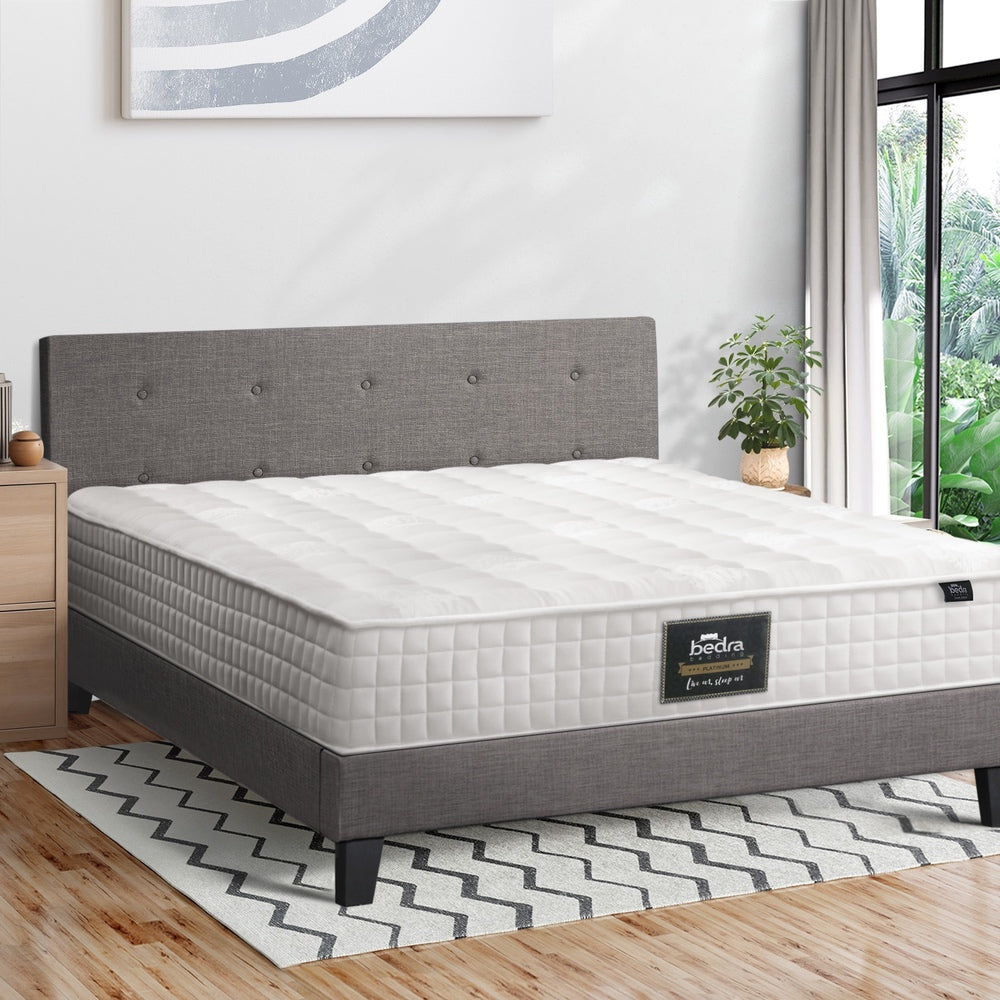 Bed Frame Double Size Wooden Platform Beds with Mattress Grey