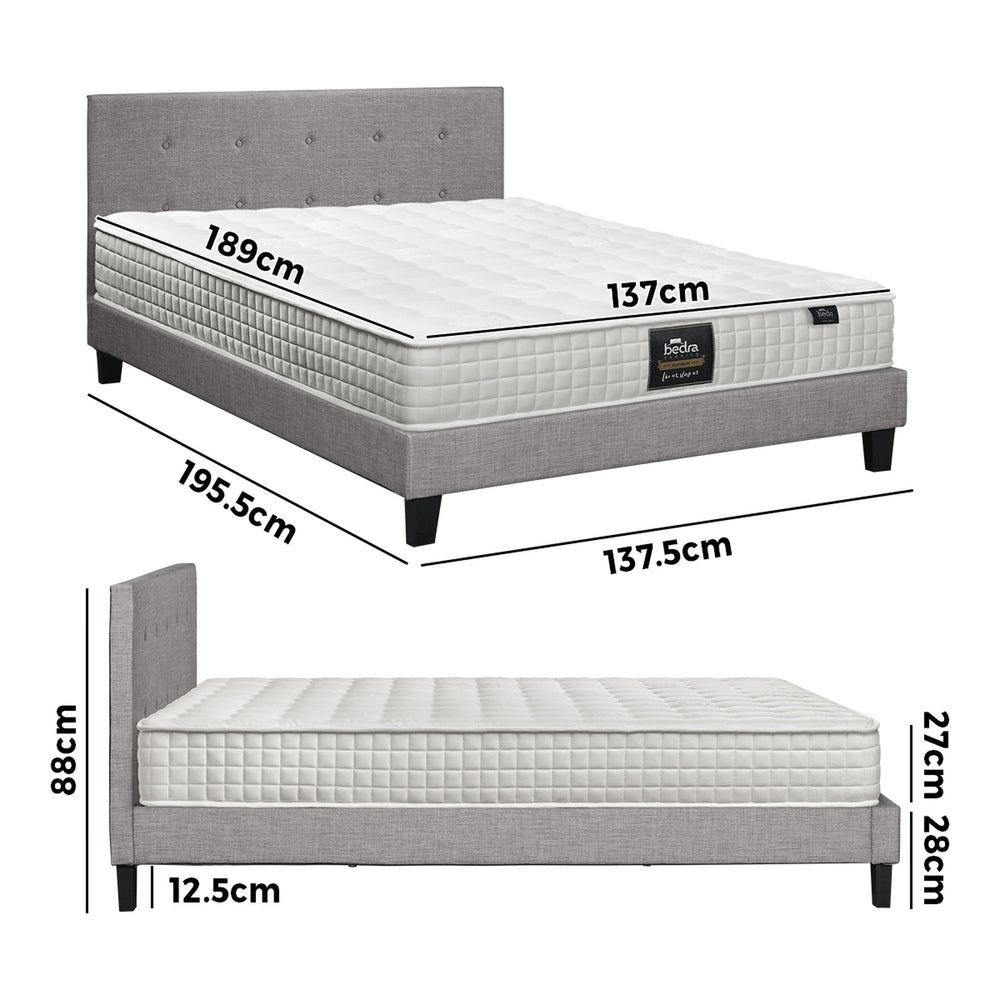 Bed Frame Double Size Wooden Platform Beds with Mattress Grey