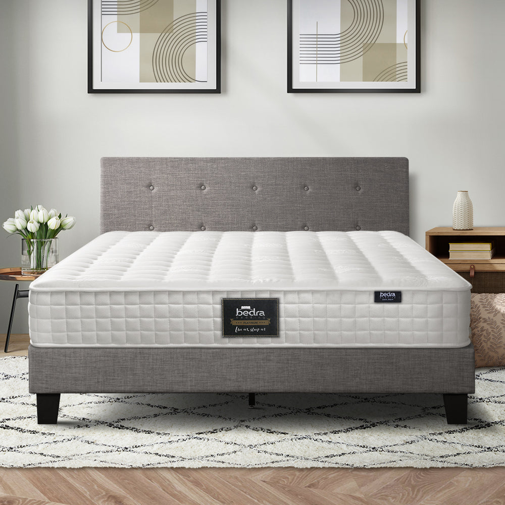 Bed Frame Double Size Wooden Platform Beds with Mattress Grey