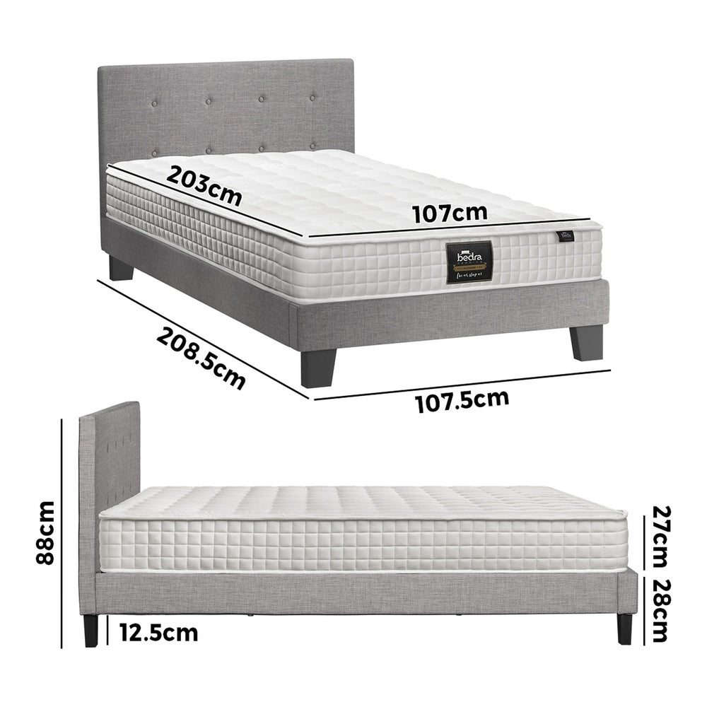 Bed Frame King Size Wooden Platform Beds with Mattress Grey