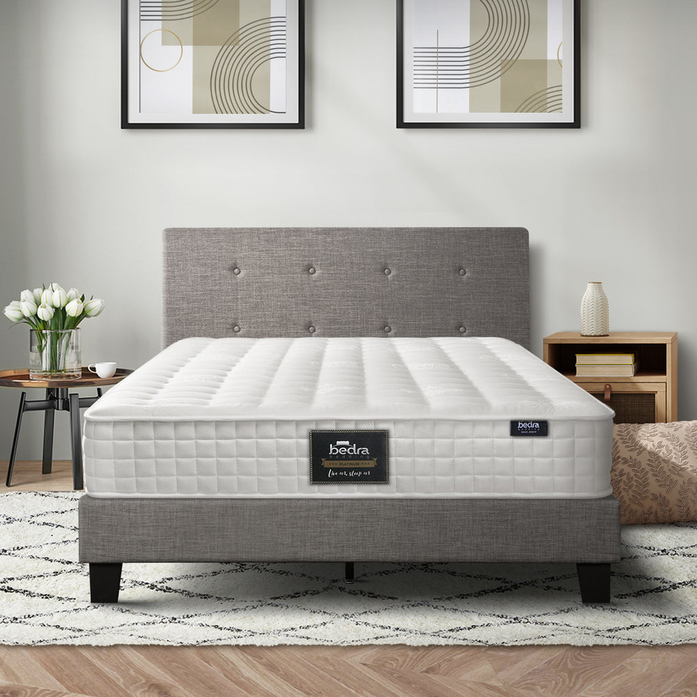 Bed Frame King Size Wooden Platform Beds with Mattress Grey