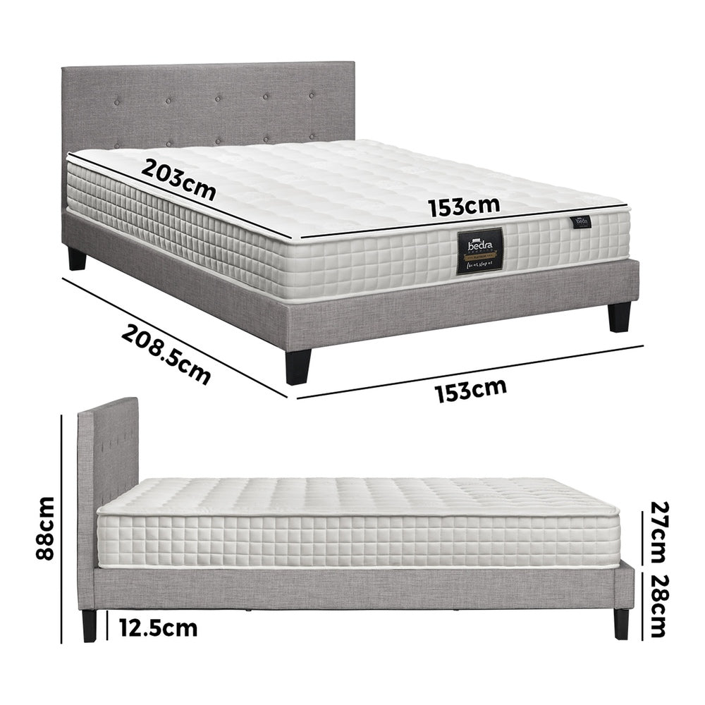 Bed Frame Queen Size Wooden Platform Beds with Mattress Grey