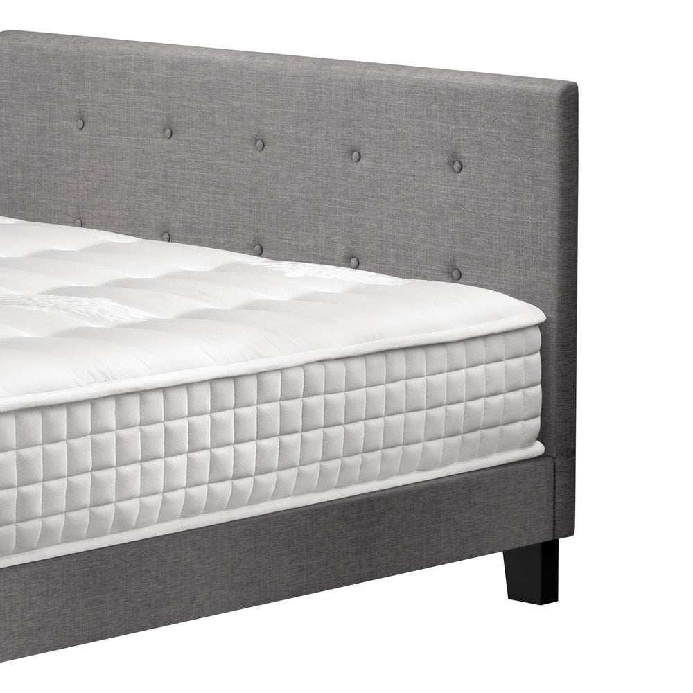 Bed Frame Queen Size Wooden Platform Beds with Mattress Grey