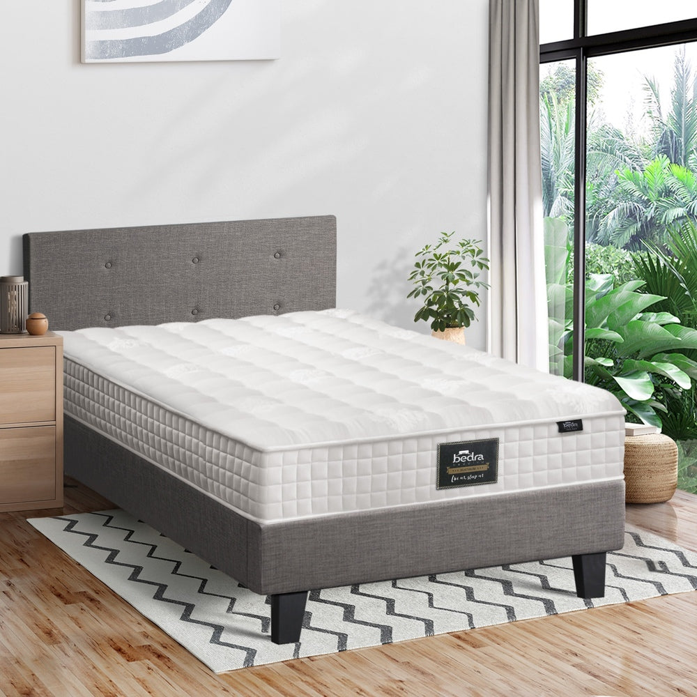 Bed Frame Single Size Wooden Platform Beds with Mattress Grey