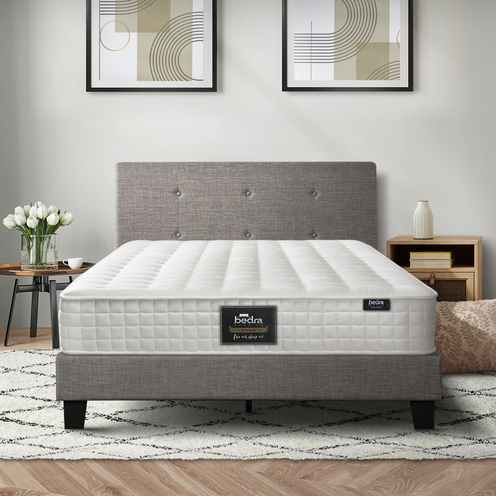 Bed Frame Single Size Wooden Platform Beds with Mattress Grey