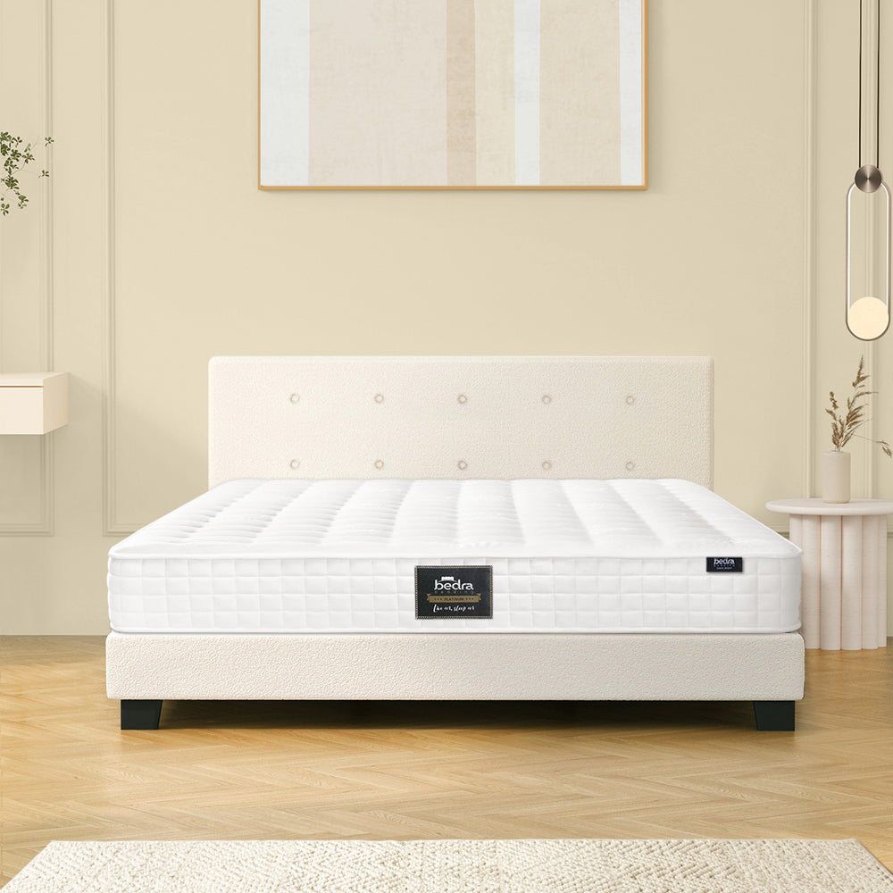 Bed Frame Double Size Wooden Beds with Mattress White