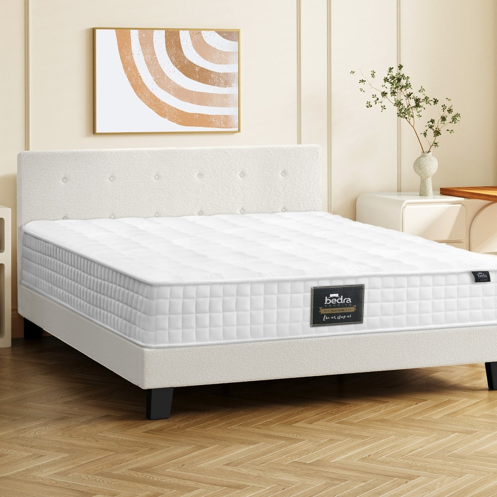 Bed Frame King Size Wooden Platform Beds with Mattress White