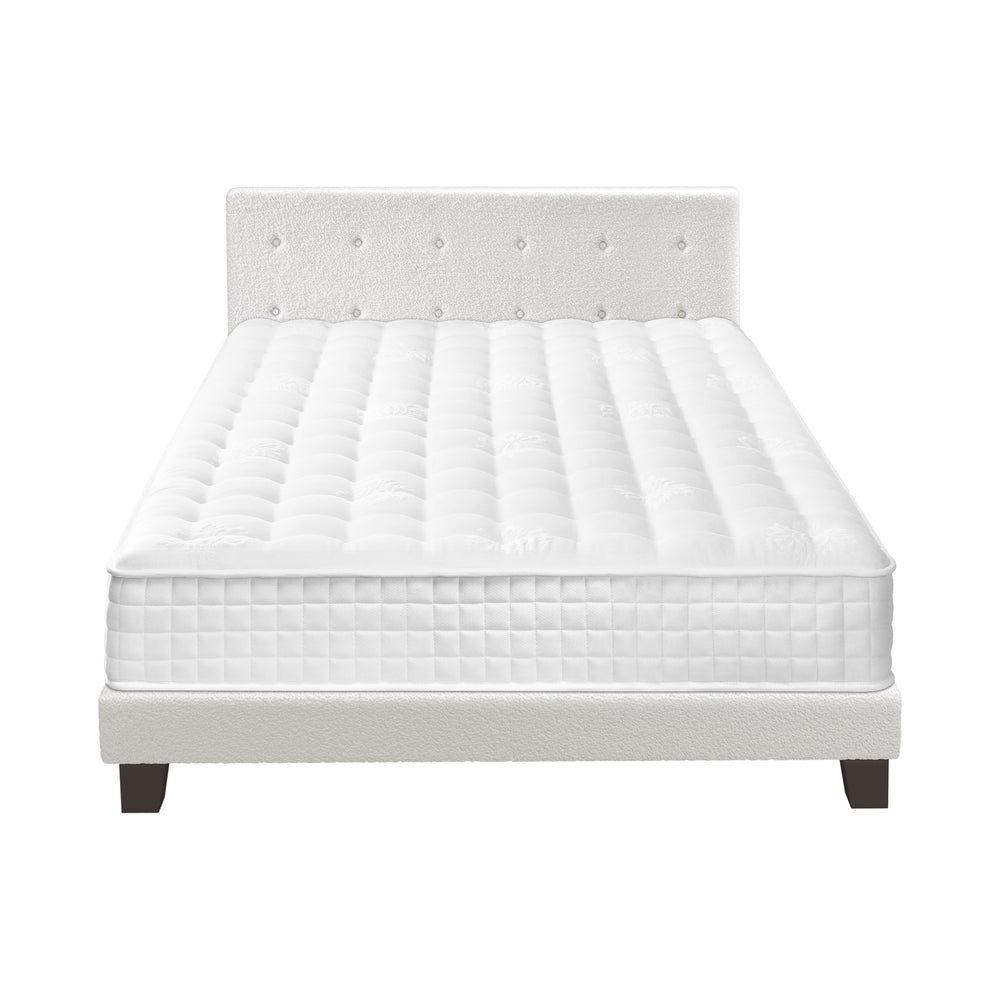 Bed Frame King Size Wooden Platform Beds with Mattress White