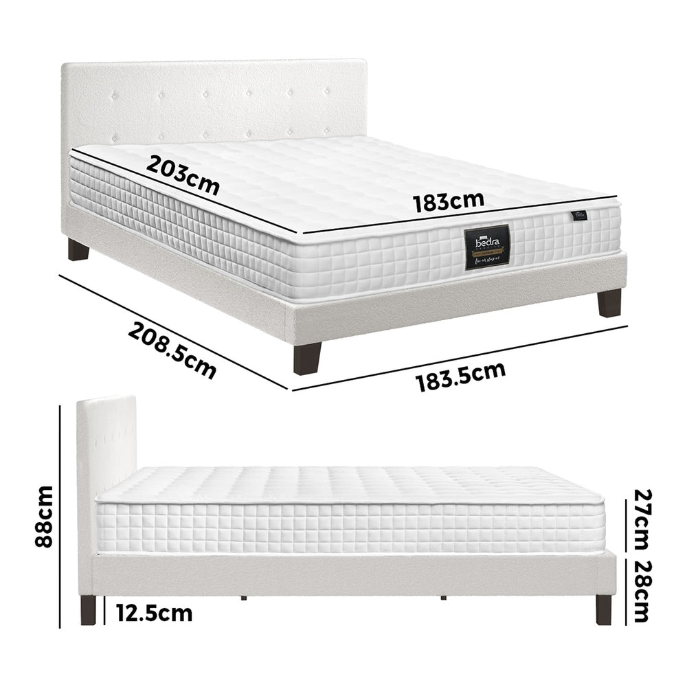 Bed Frame King Size Wooden Platform Beds with Mattress White