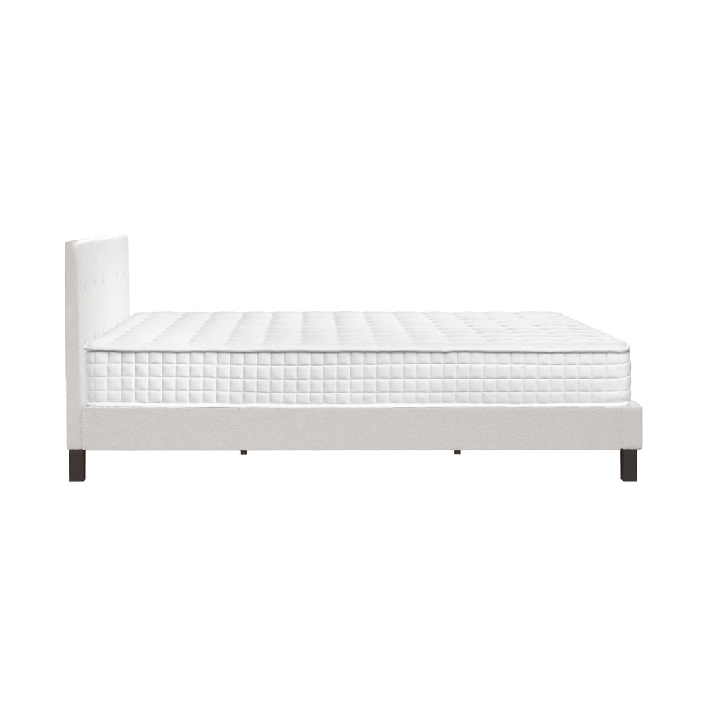 Bed Frame King Size Wooden Platform Beds with Mattress White