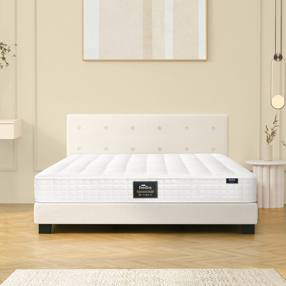 Bed Frame King Size Wooden Platform Beds with Mattress White