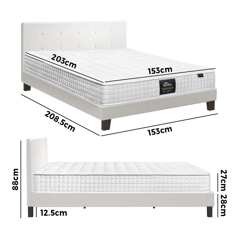 Bed Frame King Single Size Wooden Beds with Mattress White