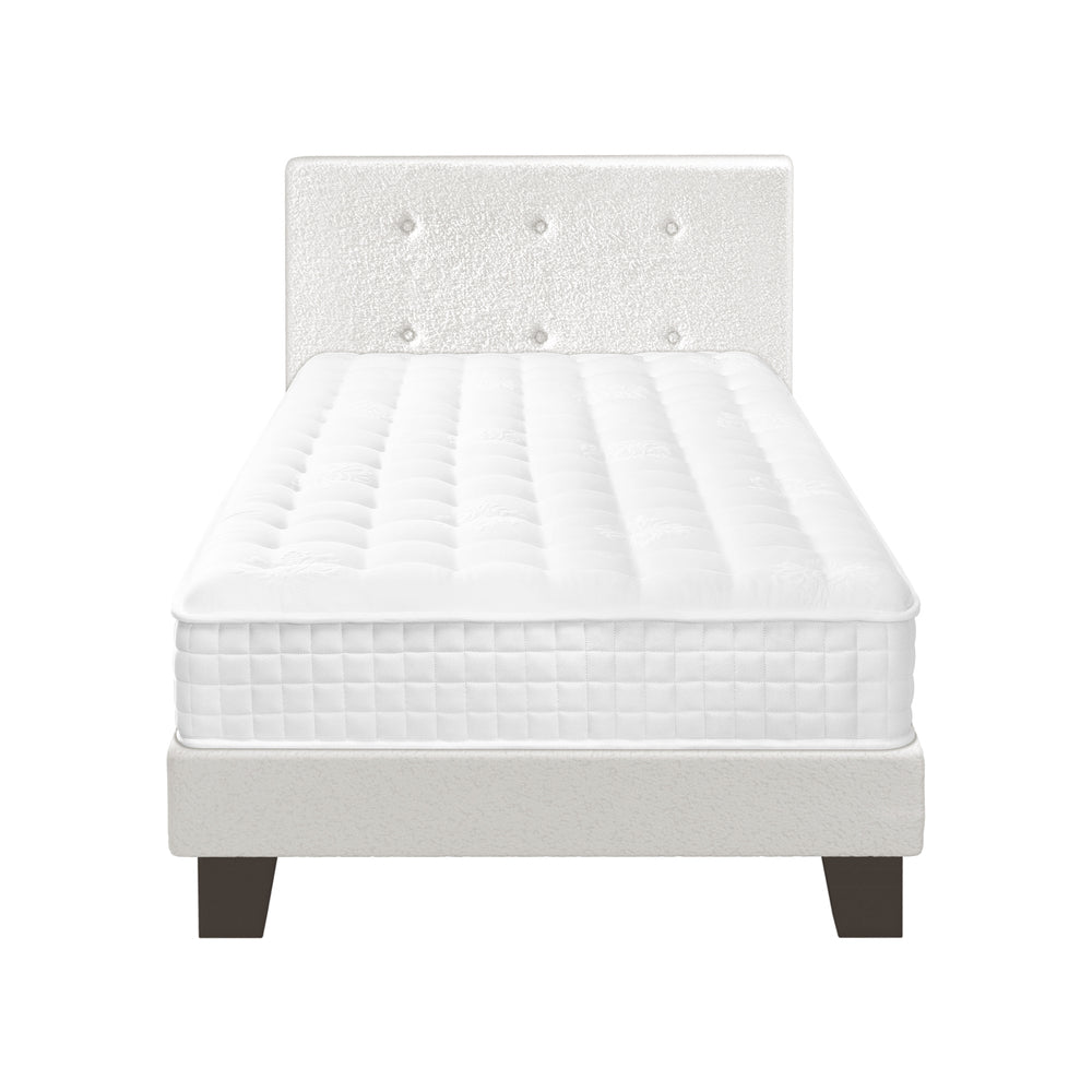 Bed Frame Single Size Wooden Beds with Mattress White