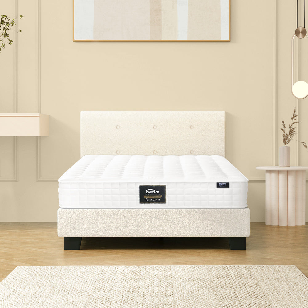 Bed Frame Single Size Wooden Beds with Mattress White