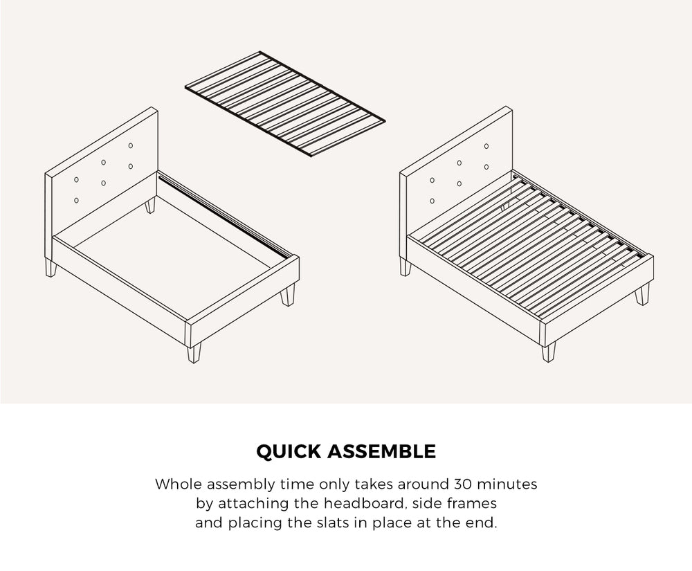 Bed Frame Single Size Wooden Beds with Mattress White