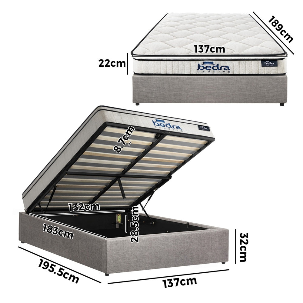 Oikiture Bed Frame Double Size Storage Platform with Mattress