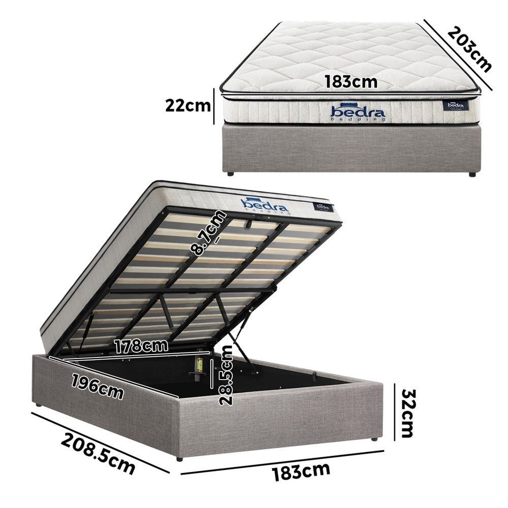 Oikiture Bed Frame King Size Storage Platform with Mattress