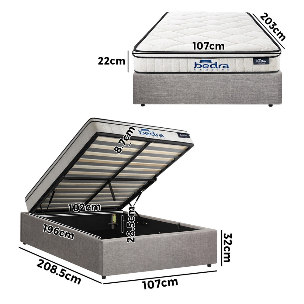 Oikiture Bed Frame King Single Size Storage Platform with Mattress