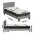 Bed Frame with King Single Size Mattress Set Grey Fabric