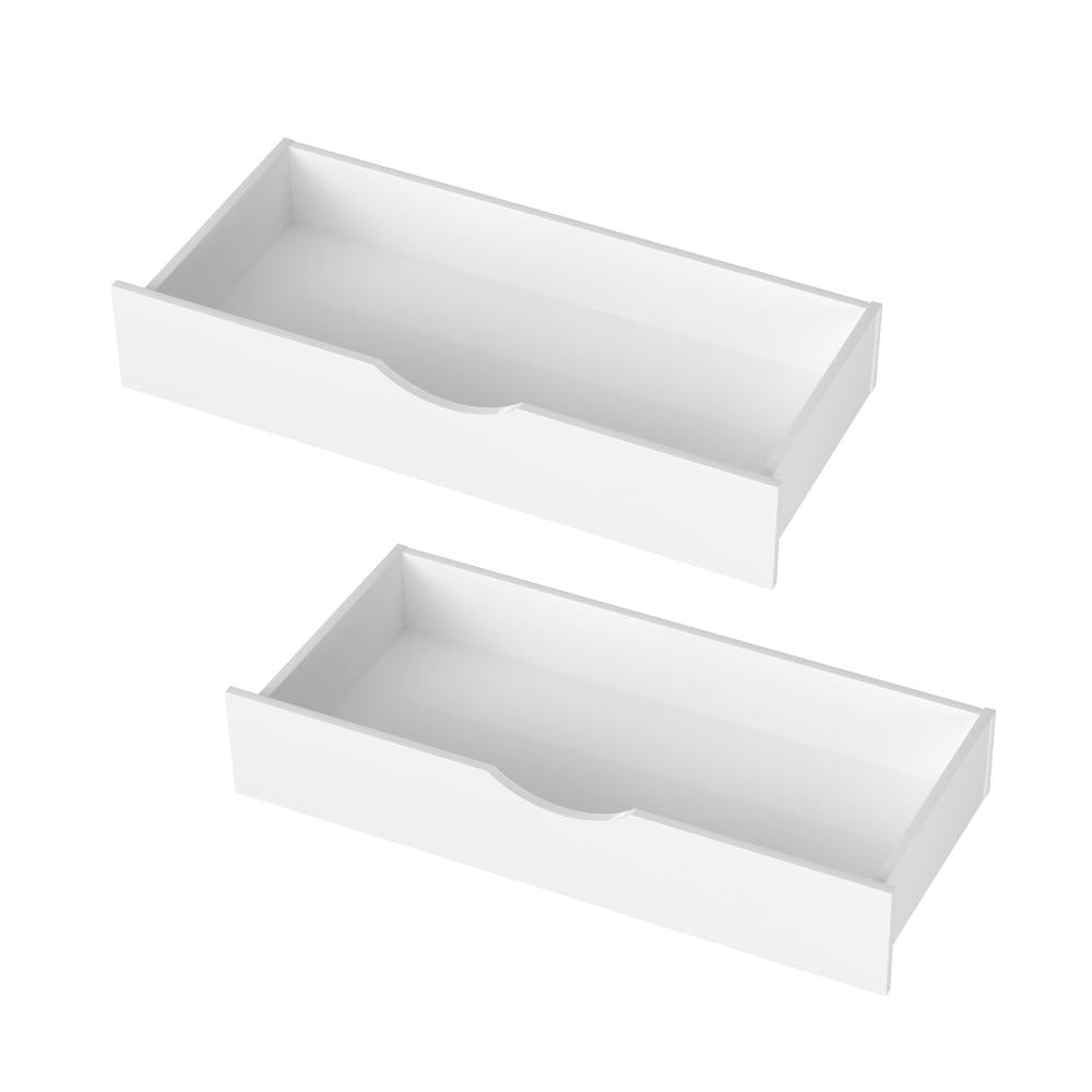 2x Storage Drawers Timber Trundle White