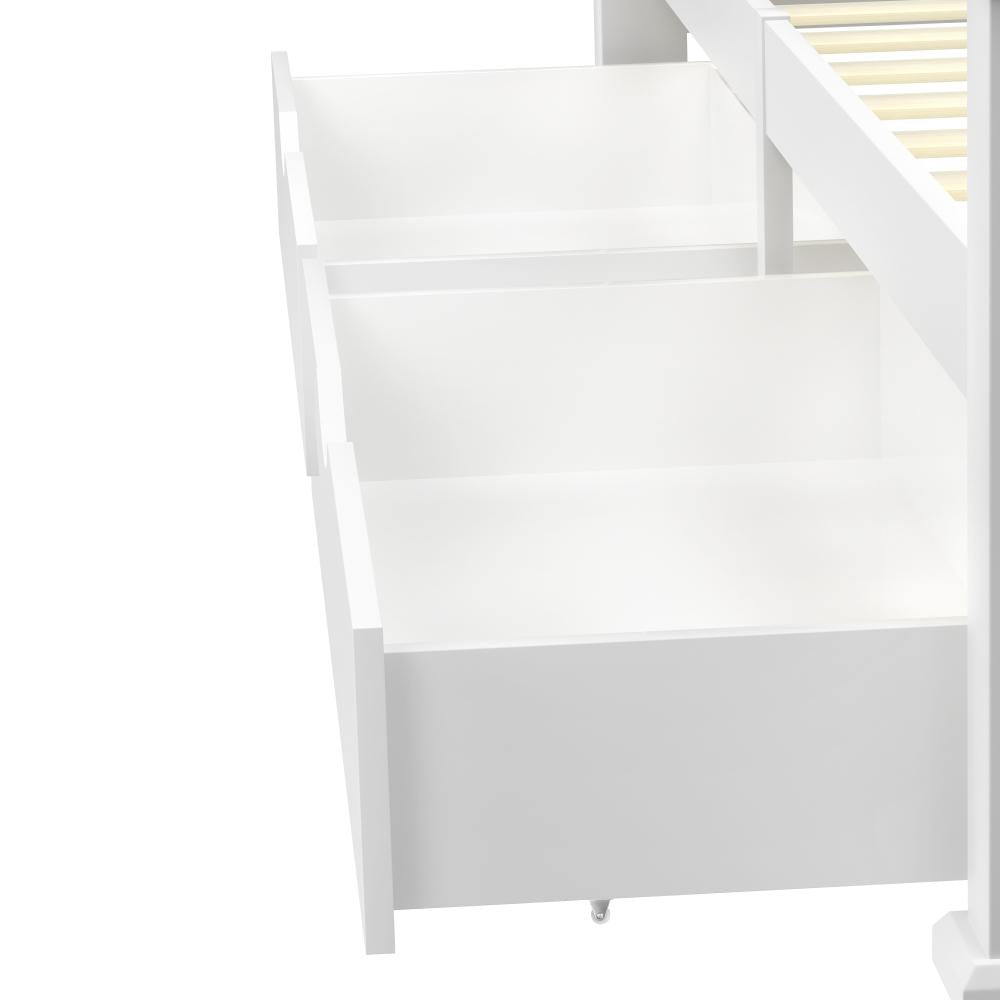 2x Storage Drawers Timber Trundle White