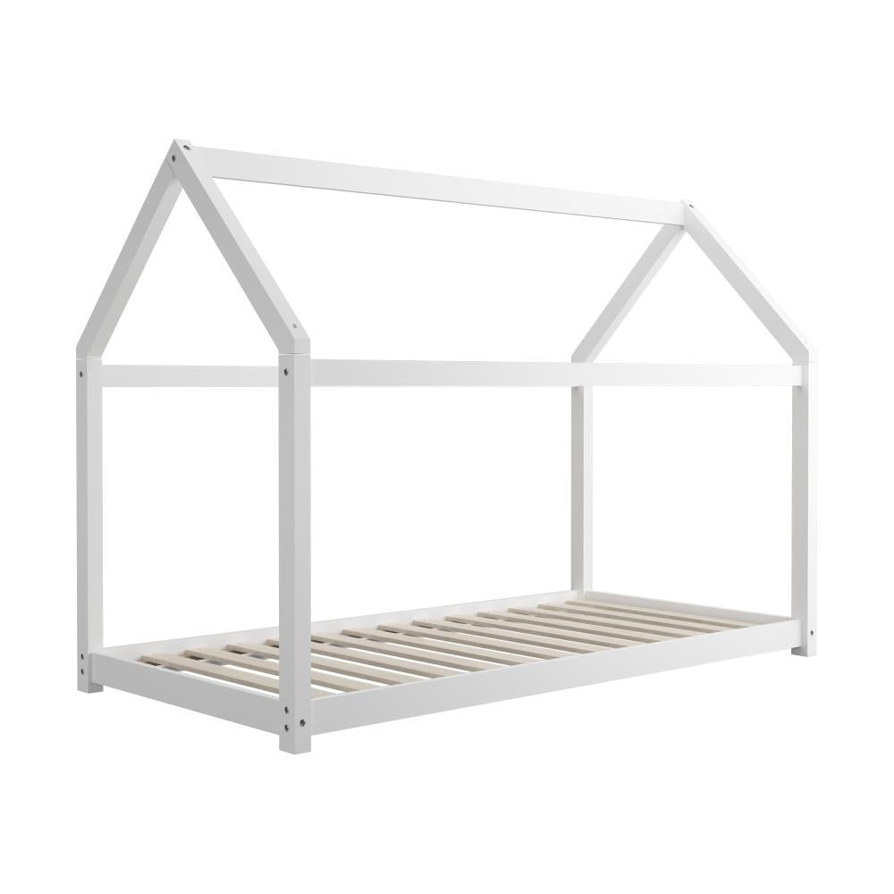 Wooden Bed Frame Single House Style White