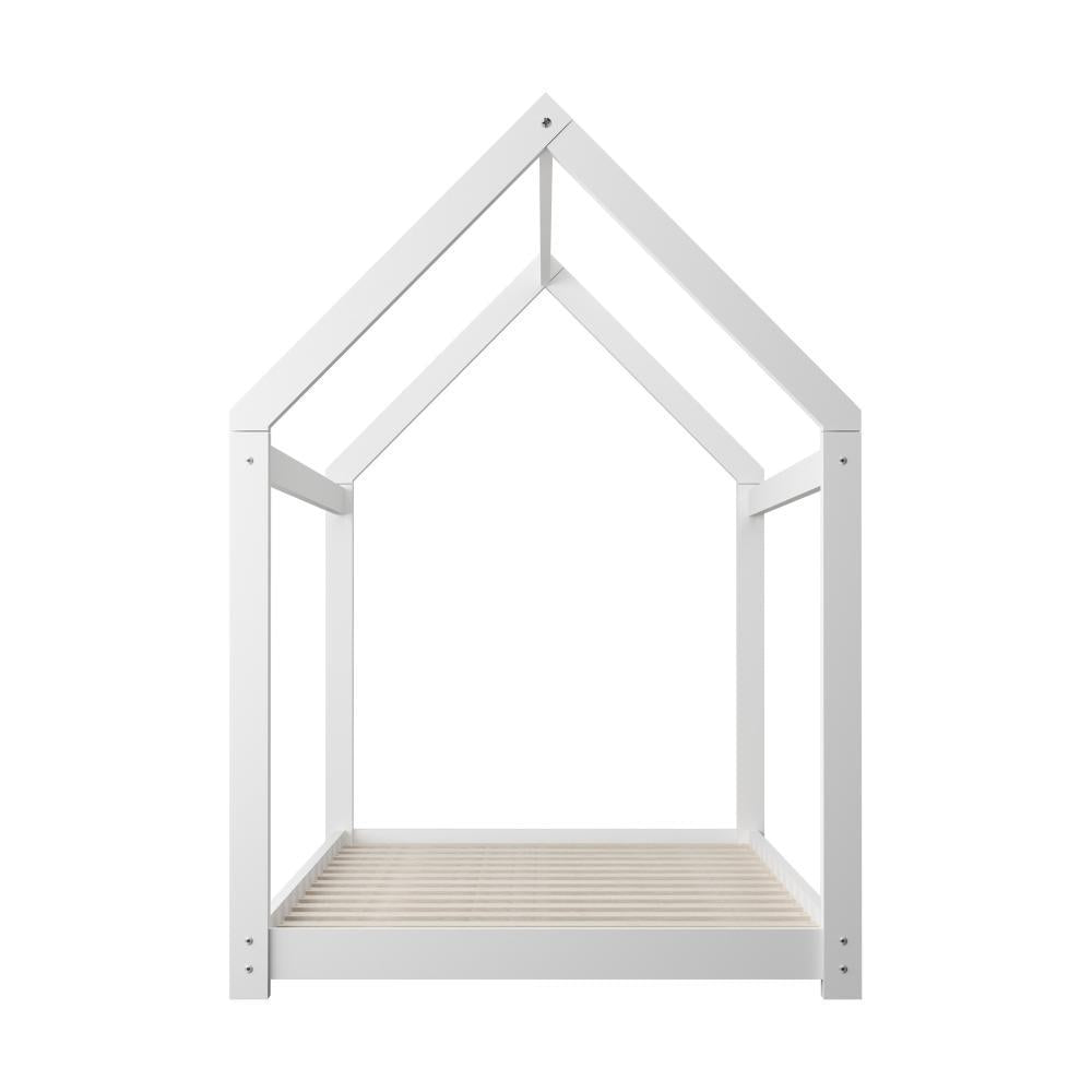 Wooden Bed Frame Single House Style White