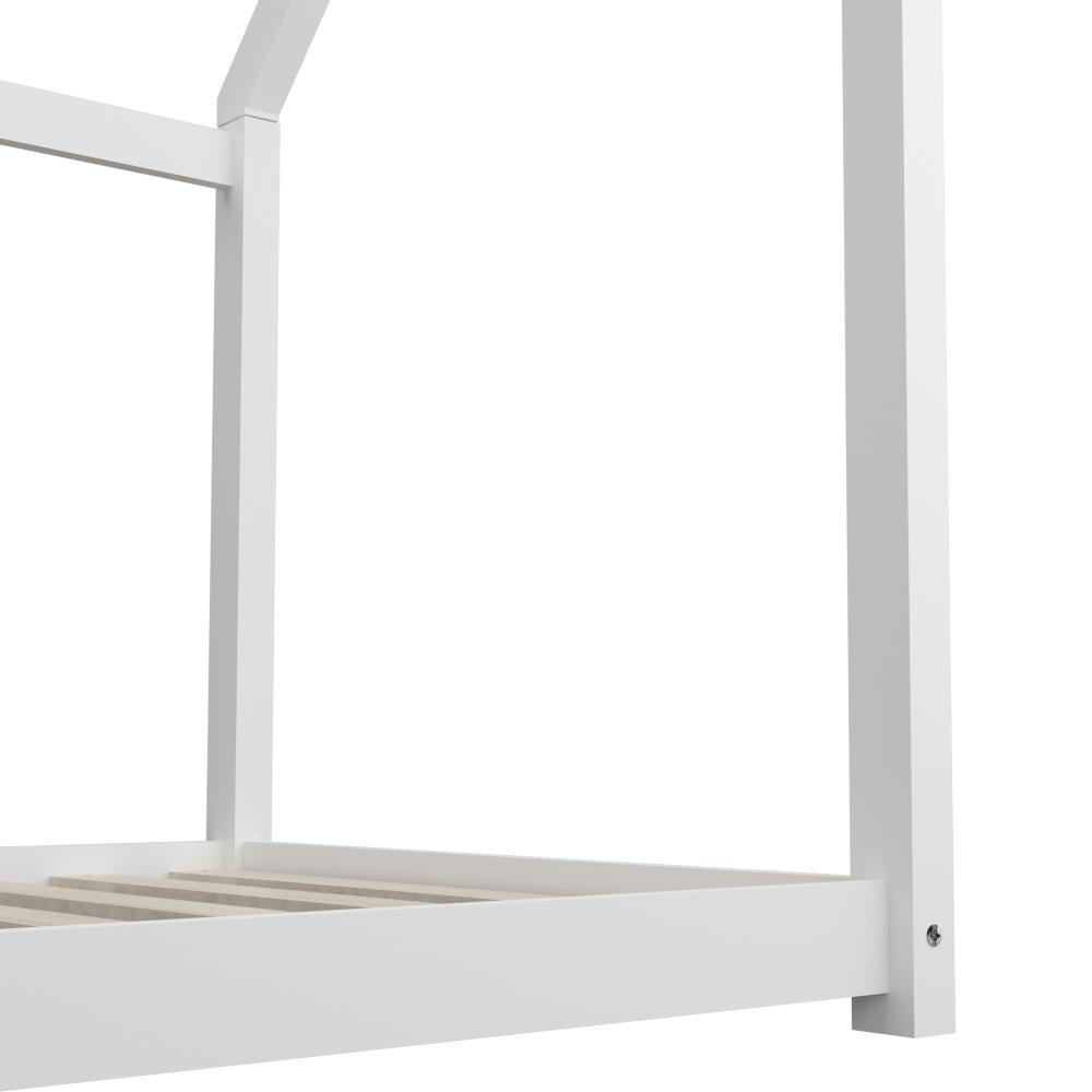 Wooden Bed Frame Single House Style White