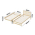 Trundle Kids Bed Frame Single Wooden Timber Dual Beds Natural