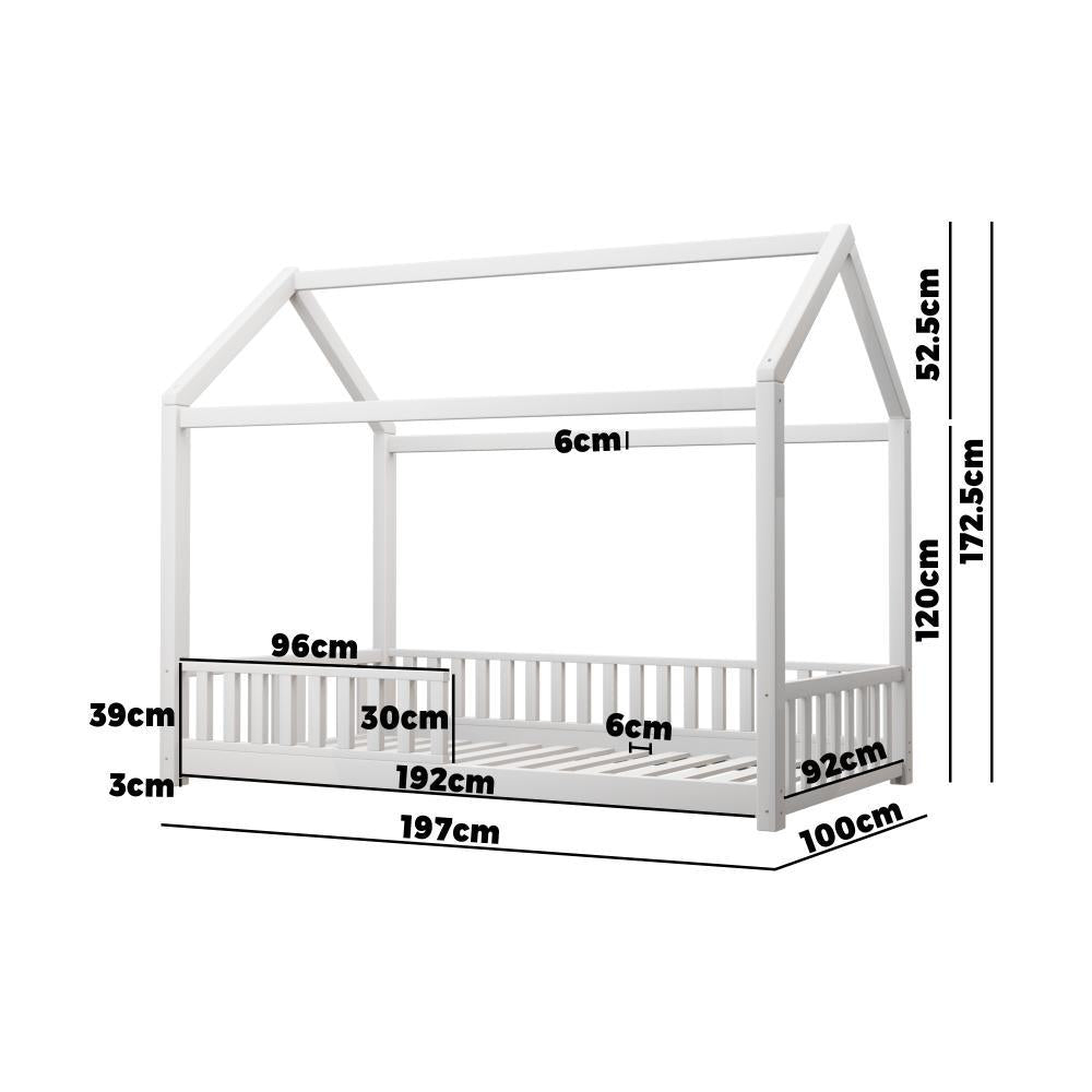 Bed Frame Kids Wooden Single House Style