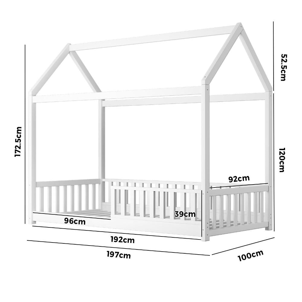 Bed Frame Kids Wooden Single House Style