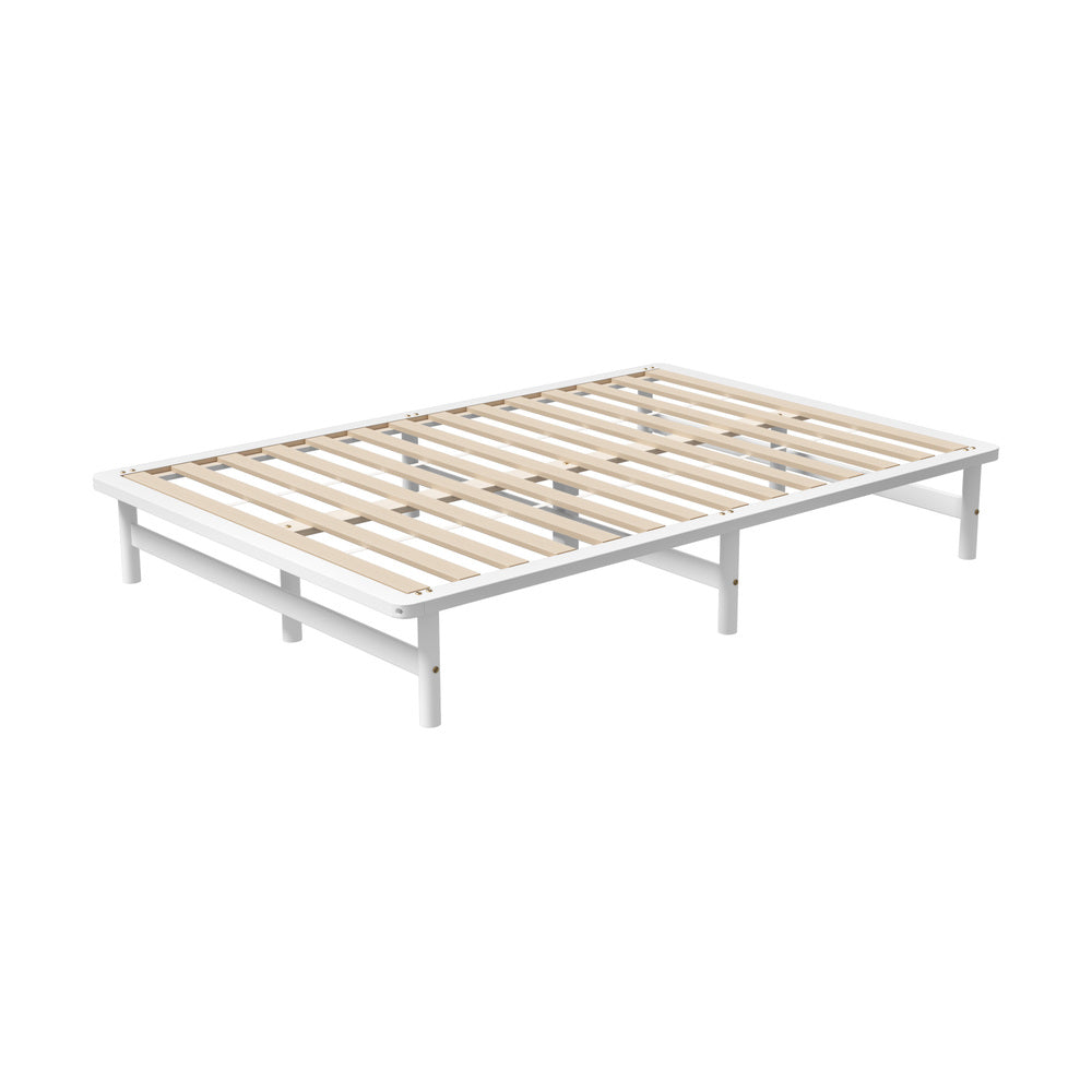 Double Wooden Bed Frame Solid Pine Timber White
