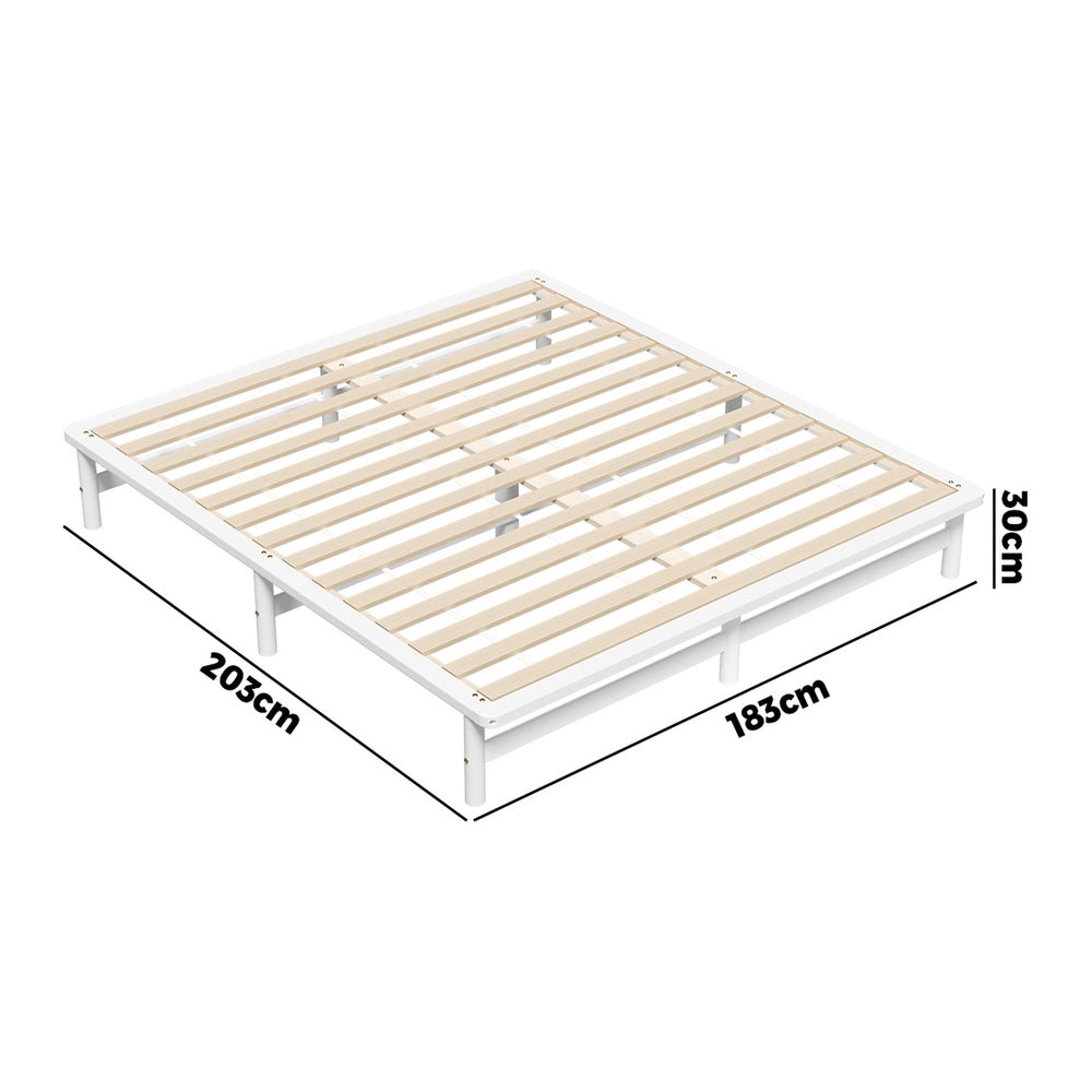 Wooden Bed Frame King Size Solid Pine Wood White
