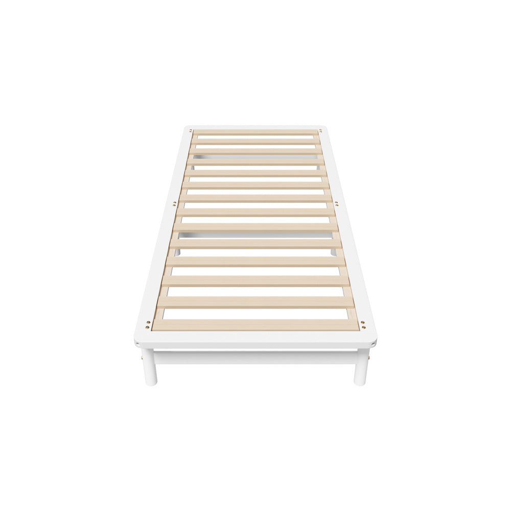Wooden Bed Frame Pine Timber King Single Size White