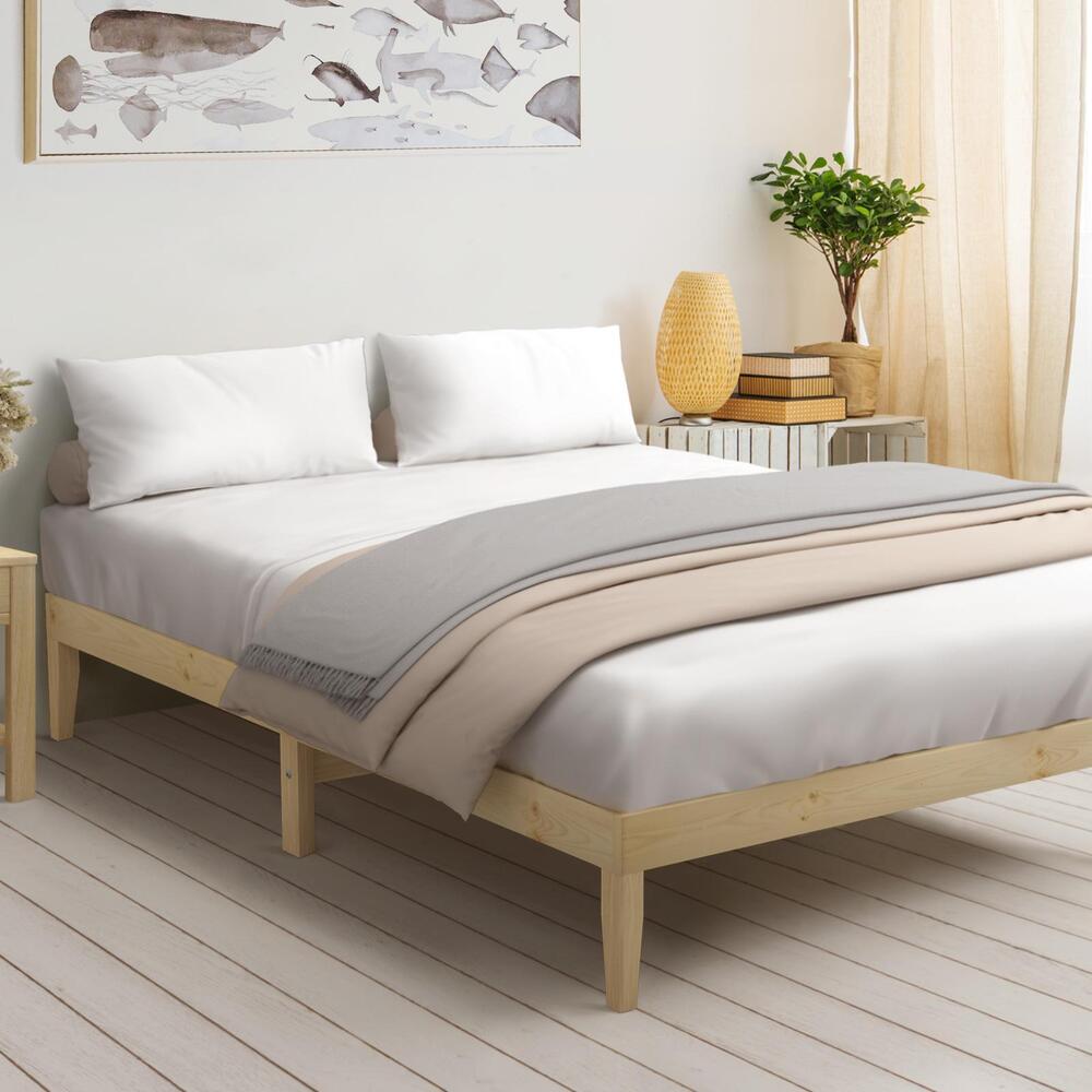 Bed Frame Queen Size Pine Wood Bed Base