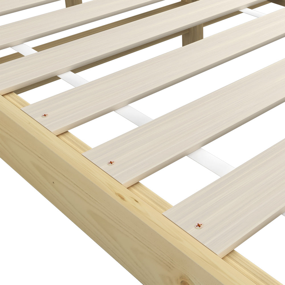 Bed Frame Queen Size Pine Wood Bed Base