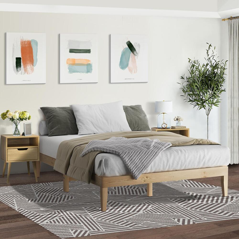 Bed Frame Queen Size Pine Wood Bed Base