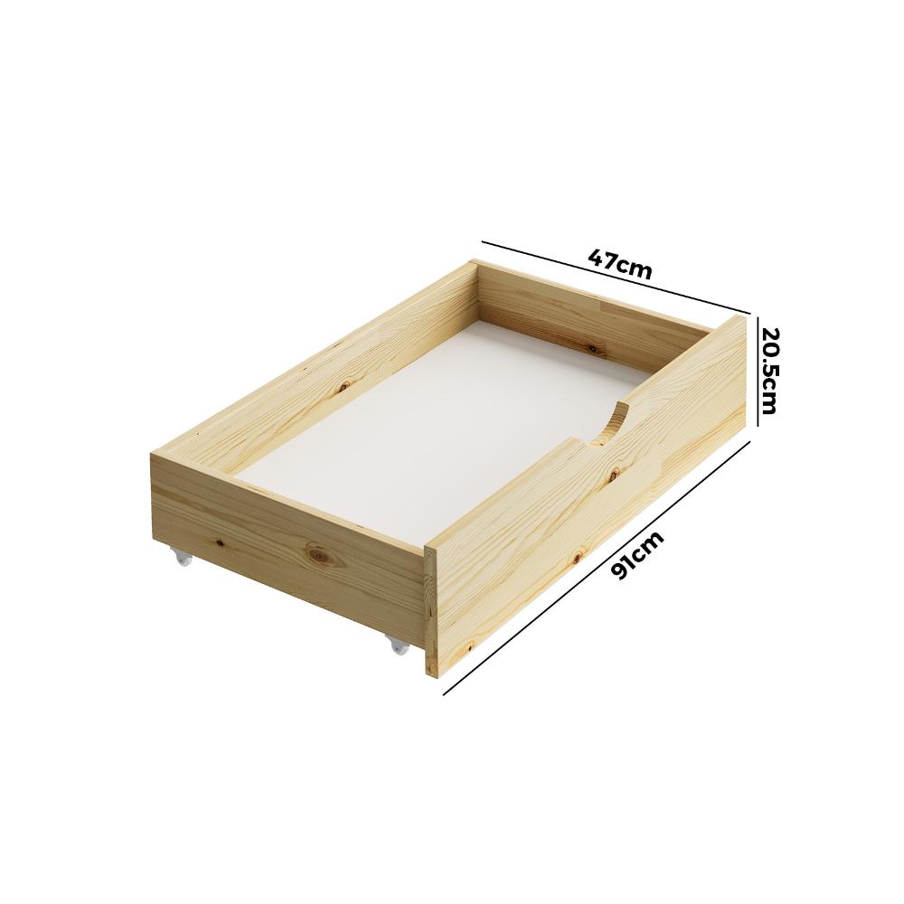 2x Trundle Drawers for Bed Frame with Wheels Wooden