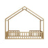 Oikiture Double House Beds Kids Wooden Bed Frame Timber Base Natural