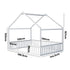 Oikiture Double House Beds Kids Wooden Bed Frame Timber Base White