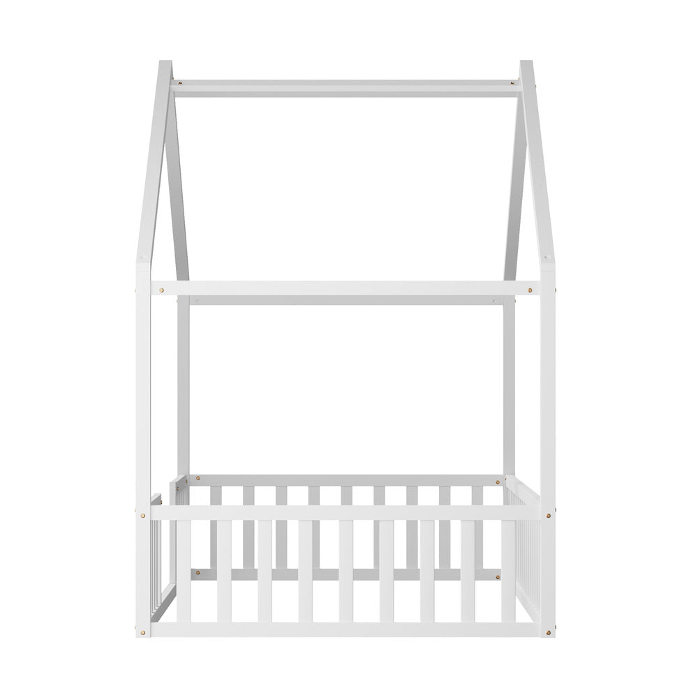 Wooden Kids Bed Frame King Single House Beds Timber White