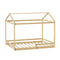 Oikiture Double Kids Wooden Bed Frame House Beds with Fence Natural