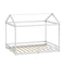 Oikiture Kids Wooden Bed Frame House Base with Fence Double White
