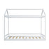 Oikiture Kids Wooden Bed Frame House Base with Fence Double White