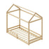 Oikiture Kids Wooden Bed Frame House Frame Timber with Fence Single Natural